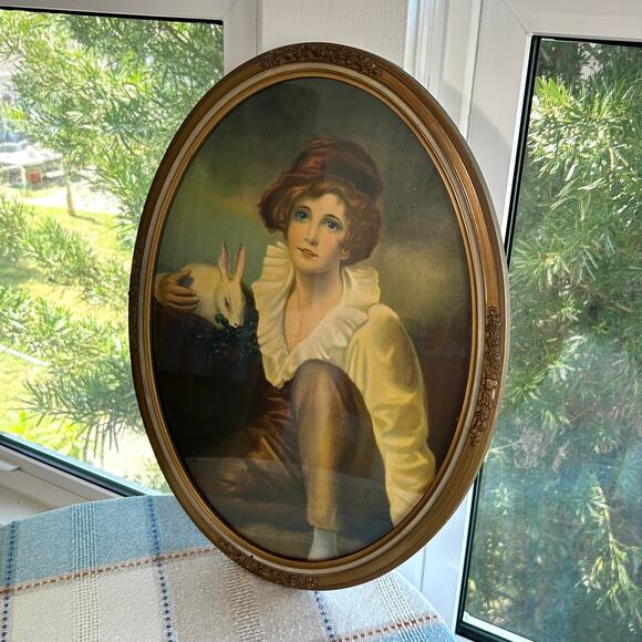 Vintage Sir Henry Raeburn Age of Innocence Young Boy, Gilted Ornate Oval Frame - Picture 7 of 16